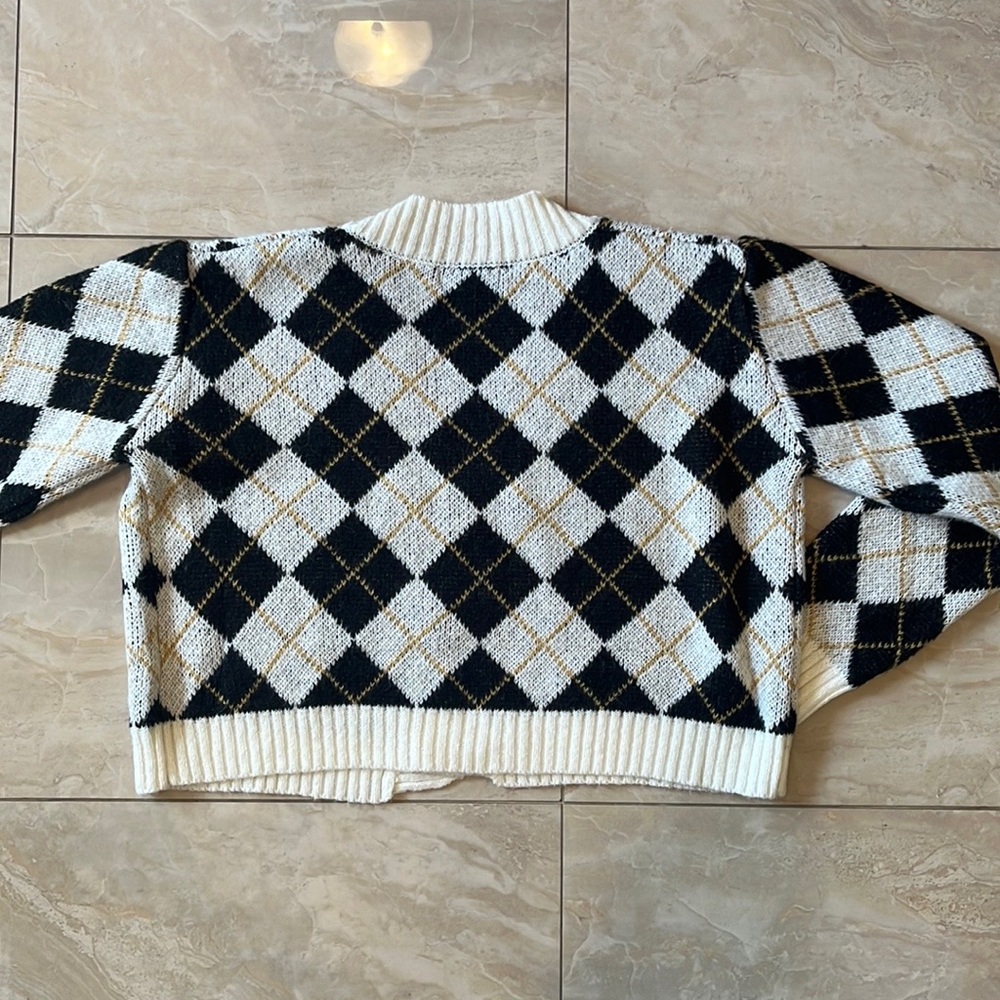 Argyle plaid cropped cardigan - Picture 6 of 8